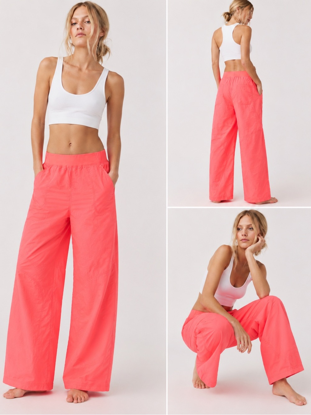 🌺 Free People Movement Neon Coral Parachute Pants